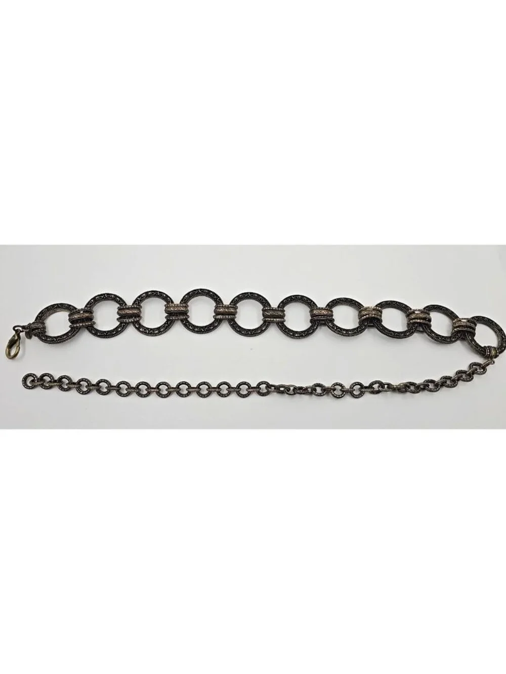 Chico's Heavy Chucky Metal Chain Belt Antique Brass Finish Adjustable up to 36